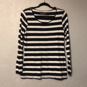 Navy blue and white striped Long sleeve top.